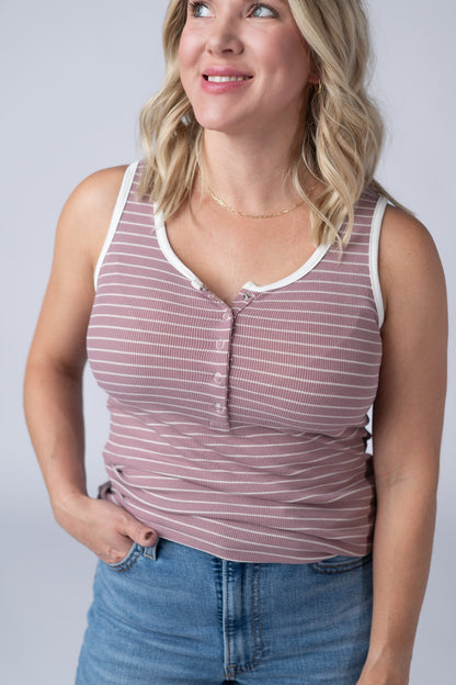 Shiloh Button Snap Tank - Dusty Rose