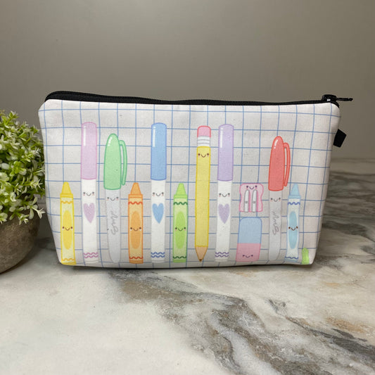 Pouch - Writing Utensils Markers on Grey