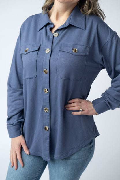 Brenna Button Down Top - Denim