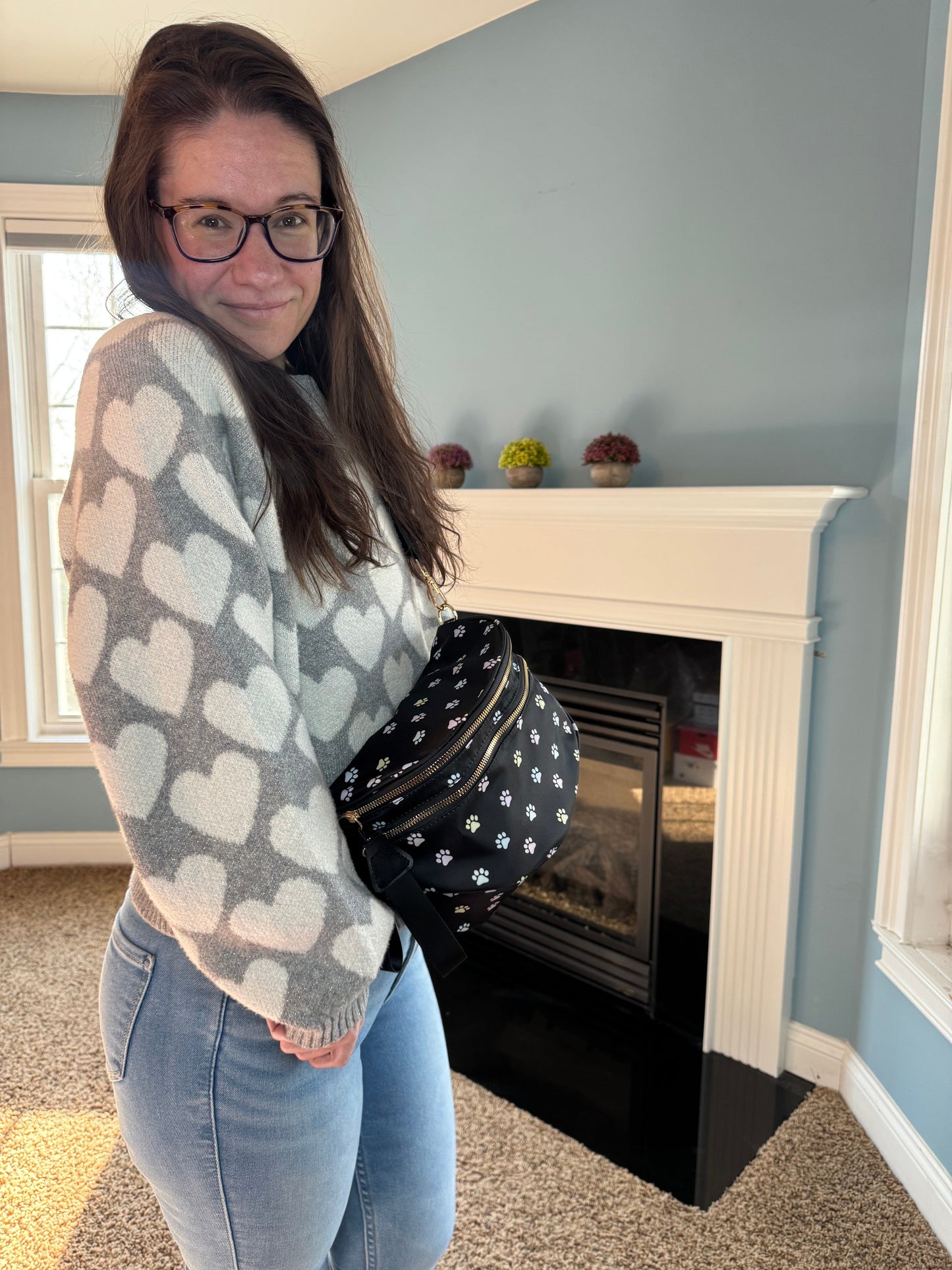 The Roni Nylon Crossbody - Paw Print Pastel