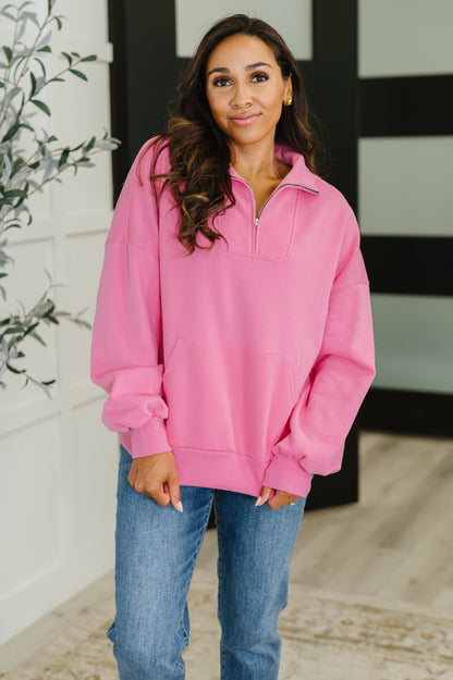 Bonbon Delight Half Zip Pullover in Pink