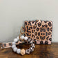 Silicone Bracelet Keychain with Scalloped Card Holder - Faux Leather Animal Print