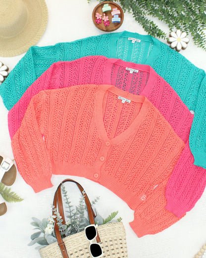 Callie Cropped Cardigan - Pink