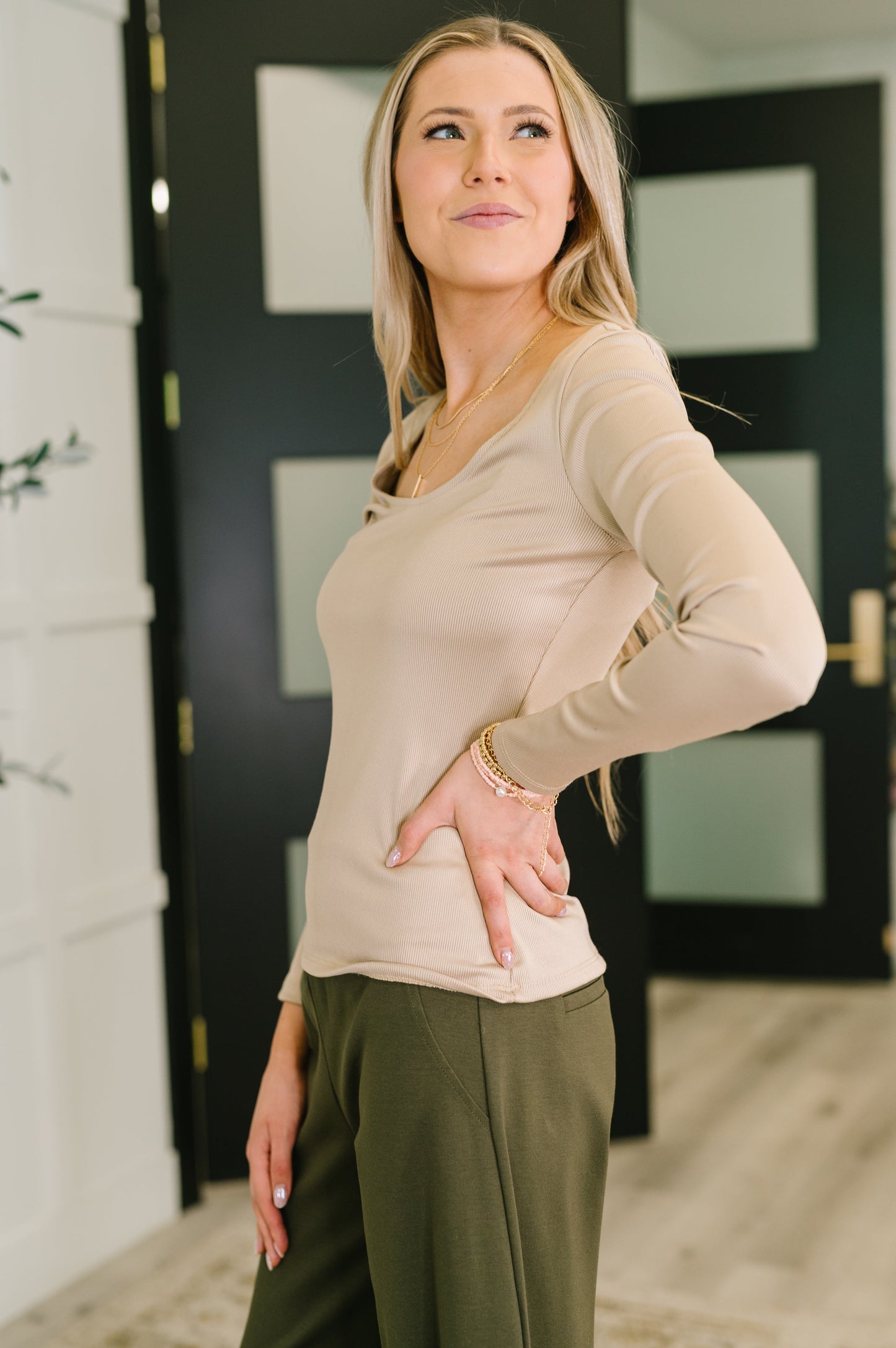 Can You Believe It Basic Long Sleeve Top In Sand