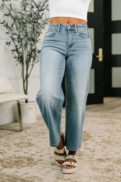 Claudia Mid Rise Wide Leg Ankle Jean