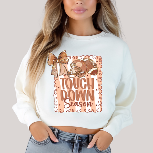 Coquette Touchdown Season in White Sweatshirt