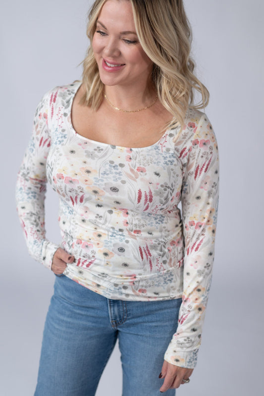 Alyssa Long Sleeve Top - Wildflower Gardens
