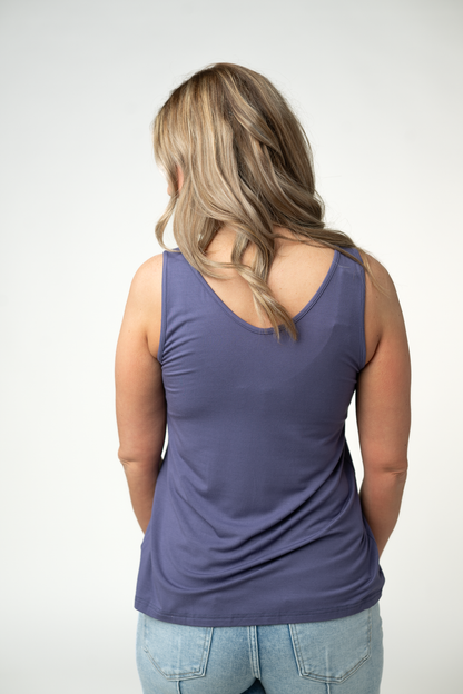 Vera V Neck Tank - Slate Purple