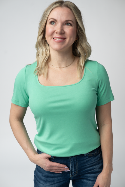 Short Sleeve Alyssa Top - Aquamarine