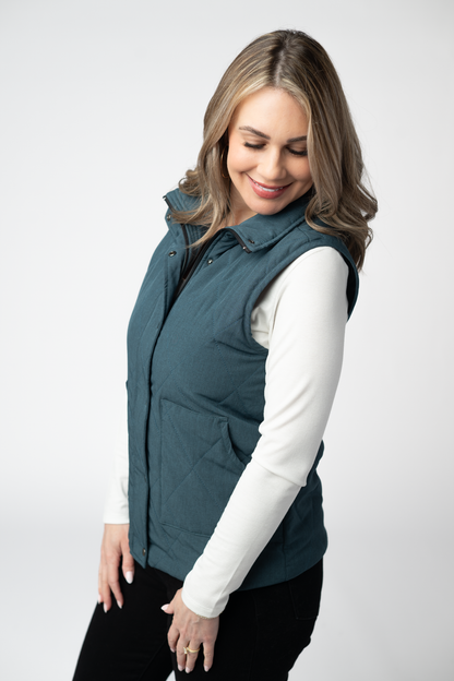Remy Zip Up Vest - Teal