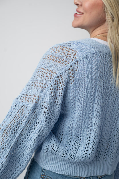 Callie Cropped Cardigan - Sky Blue