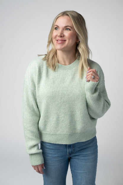 Josie Cozy Crew Sweater - Light Green
