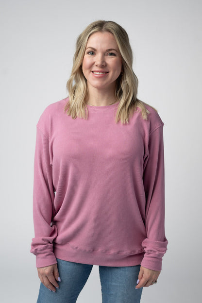 Corrine Ribbed Pullover Top - Rose