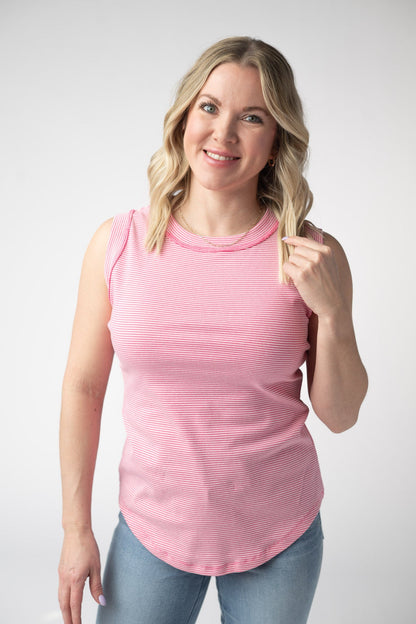 Morgan Micro Striped Tank - Pink
