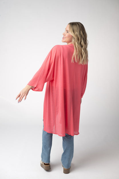 Ellie Cover-Up Kimono - Sunkissed Coral