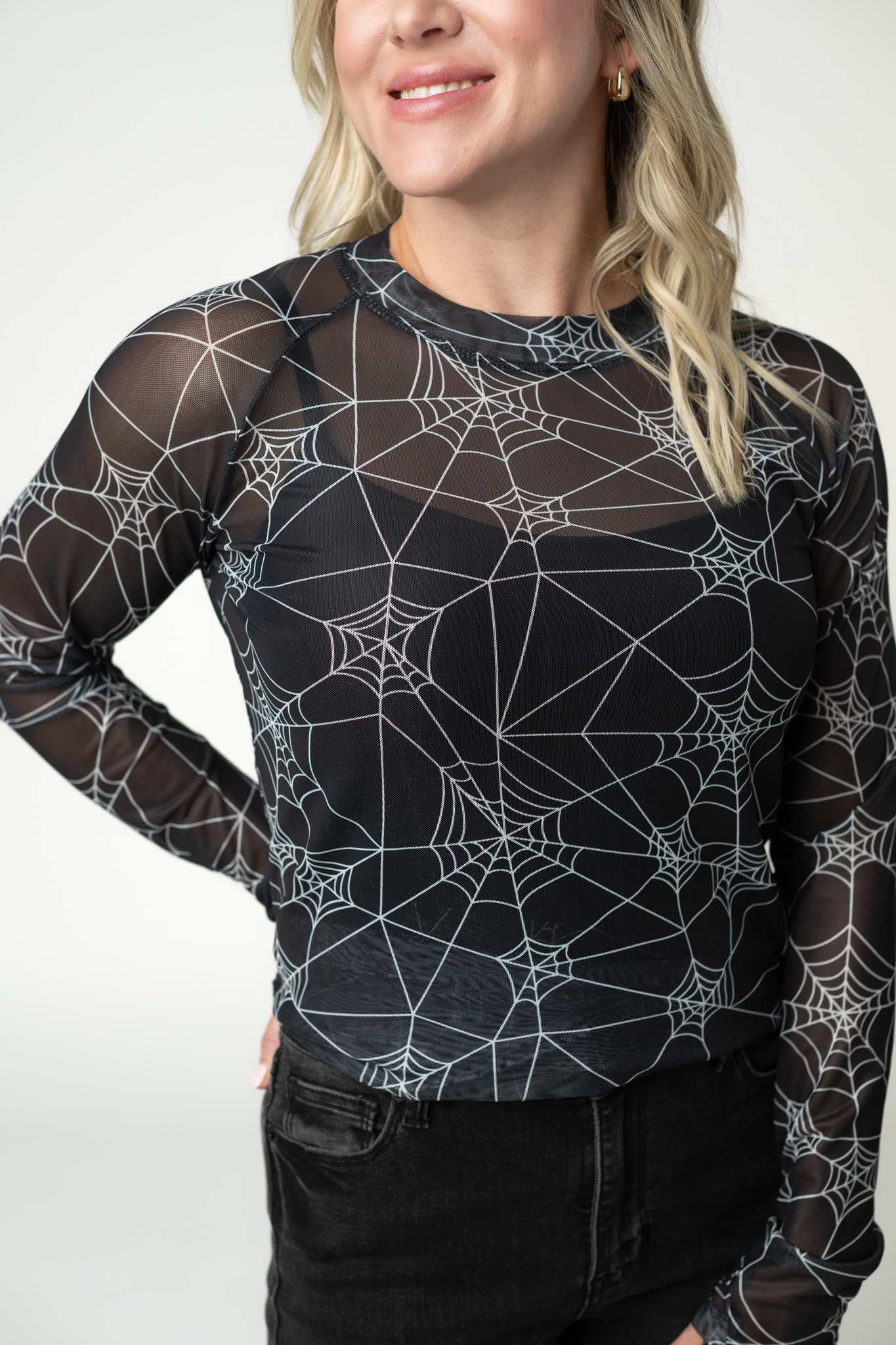 Blair Mesh Long Sleeve Top - Webs