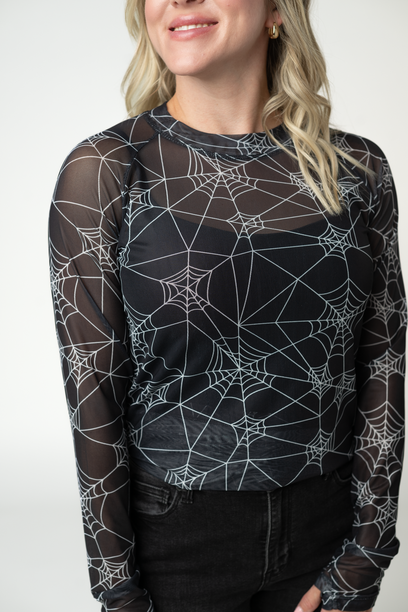 Blair Mesh Long Sleeve Top - Webs