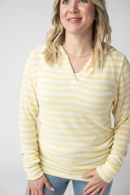 Amelia Striped Hoodie - Lemon