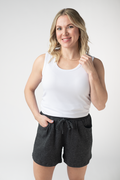 Candice Crinkle Shorts - Charcoal
