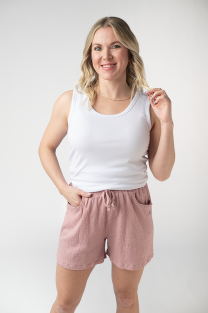 Candice Crinkle Shorts - Dusty Rose