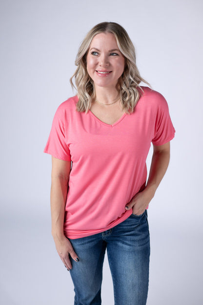 Chloe Cozy Tee - Sun Kissed Coral