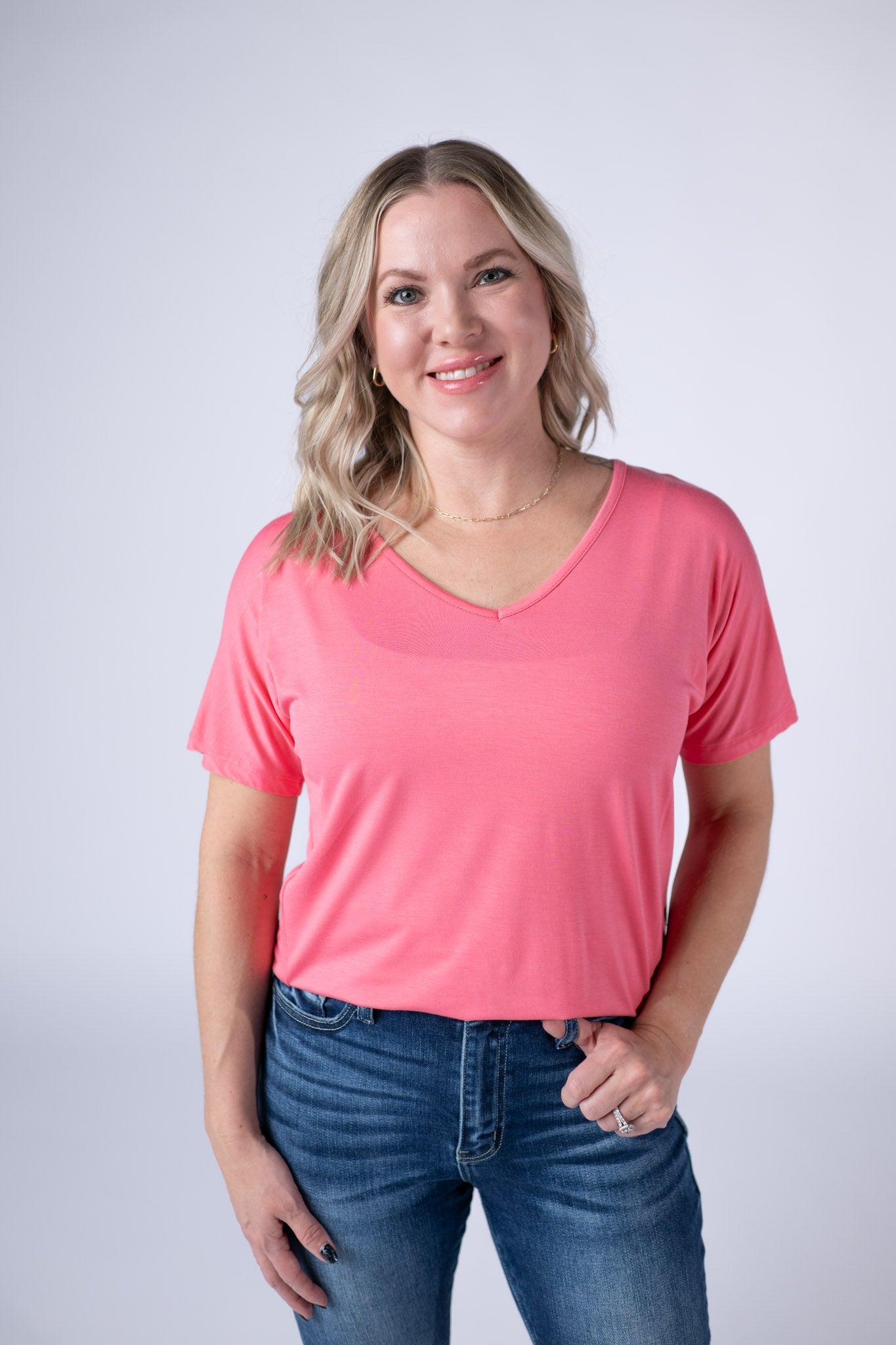 Chloe Cozy Tee - Sun Kissed Coral