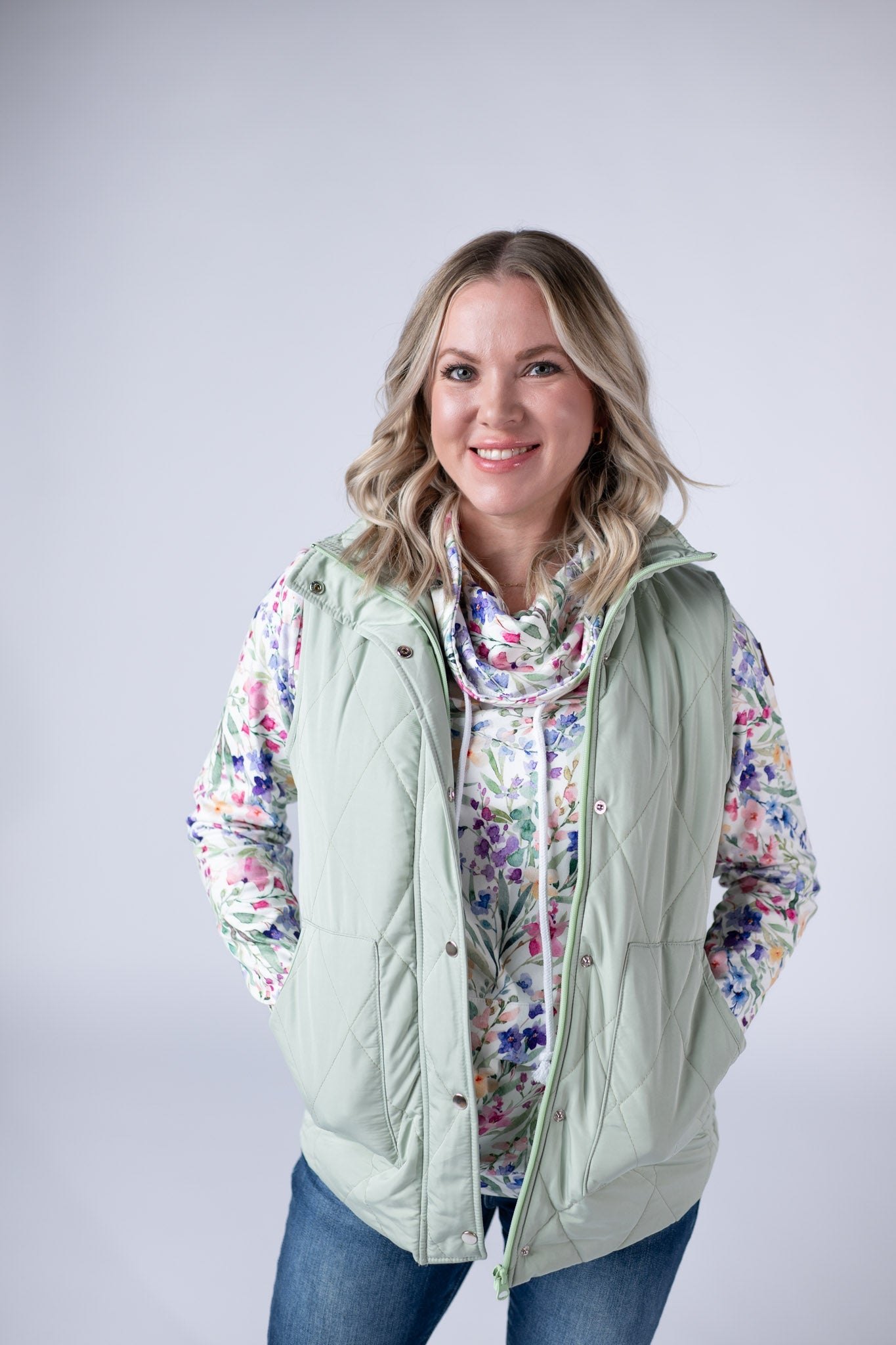 Remy Zip Up Vest - Sage