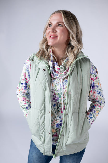 Remy Zip Up Vest - Sage