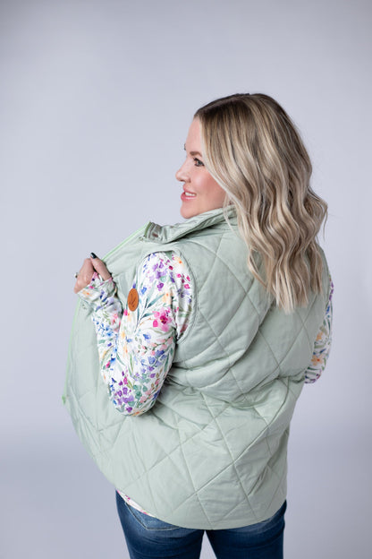 Remy Zip Up Vest - Sage