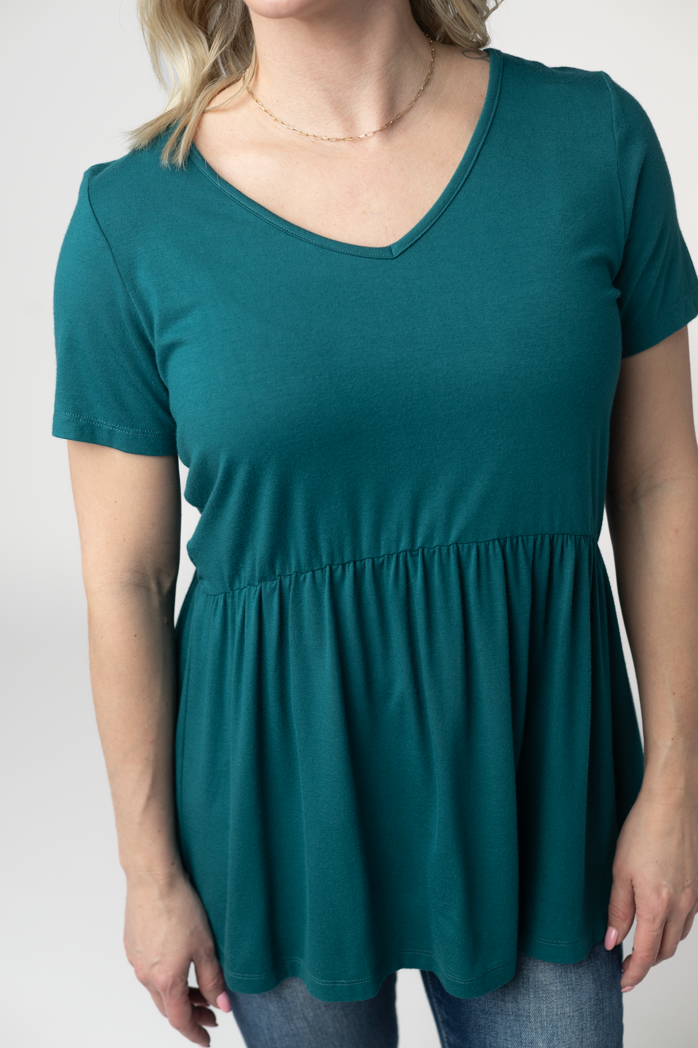 Sarah Ruffle Short Sleeve - Teal