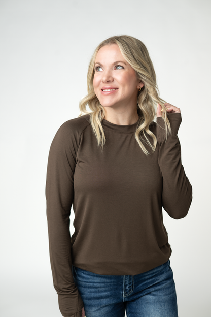 Blair Long Sleeve Top - Brown