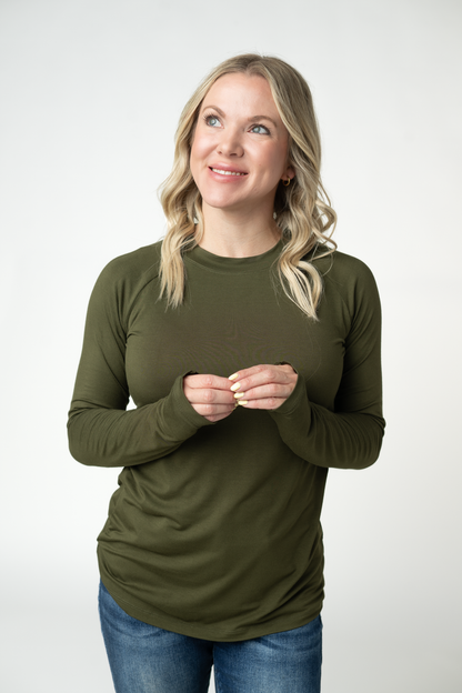 Blair Long Sleeve Top - Dark Olive