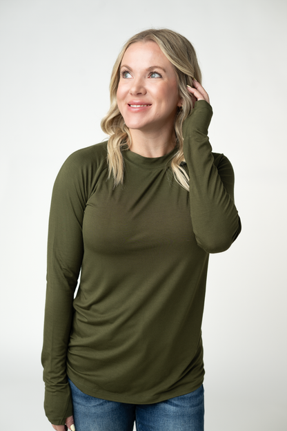 Blair Long Sleeve Top - Dark Olive