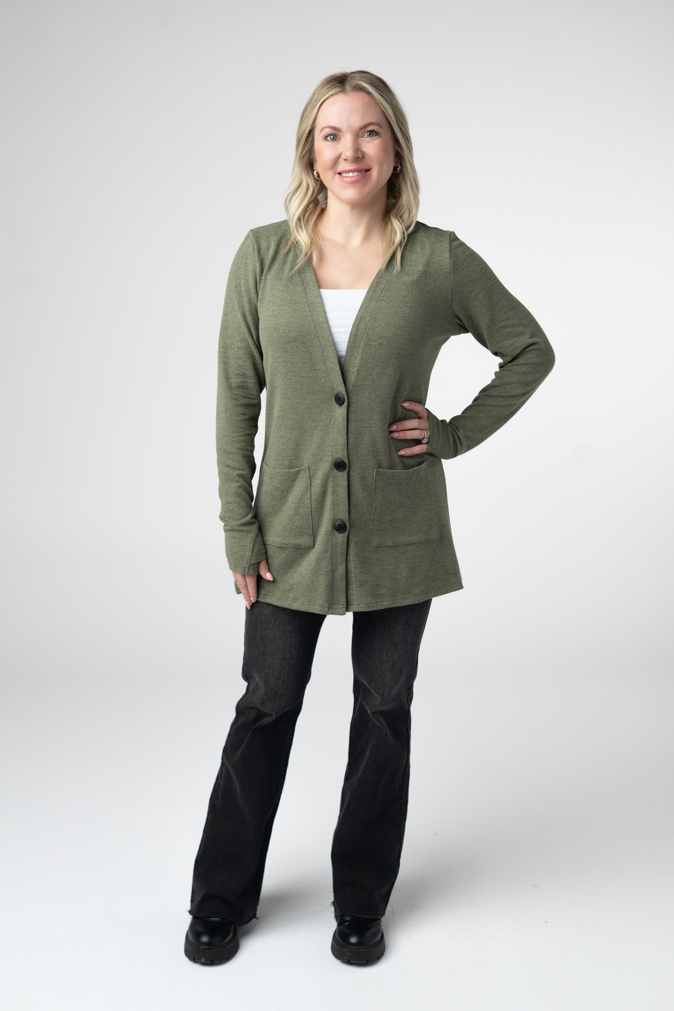 Cori Cardigan - Heathered Olive