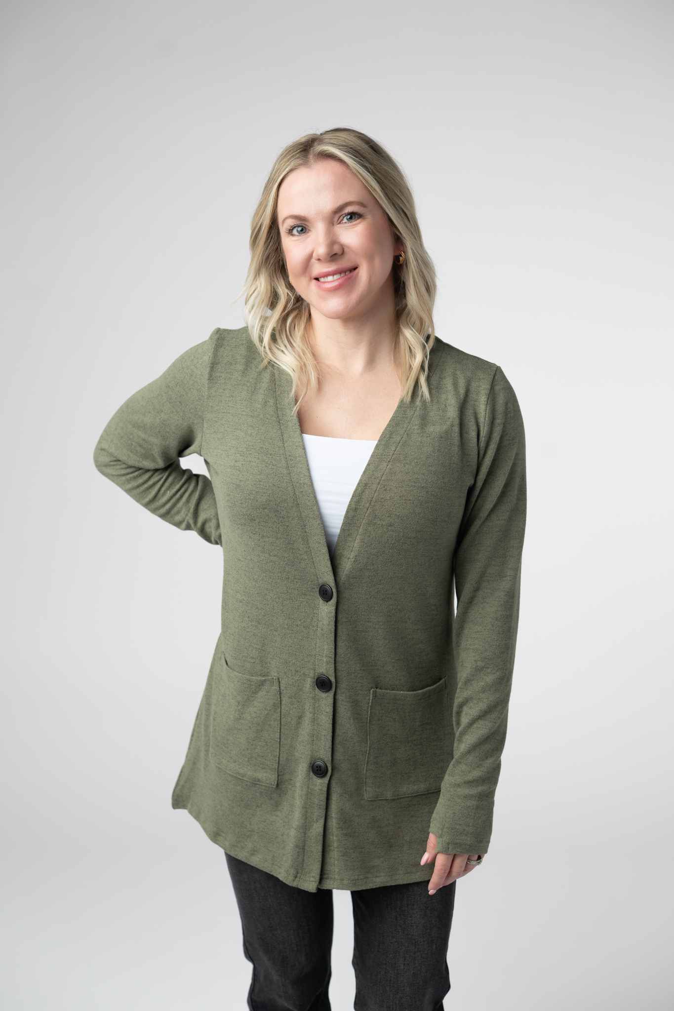 Cori Cardigan - Heathered Olive