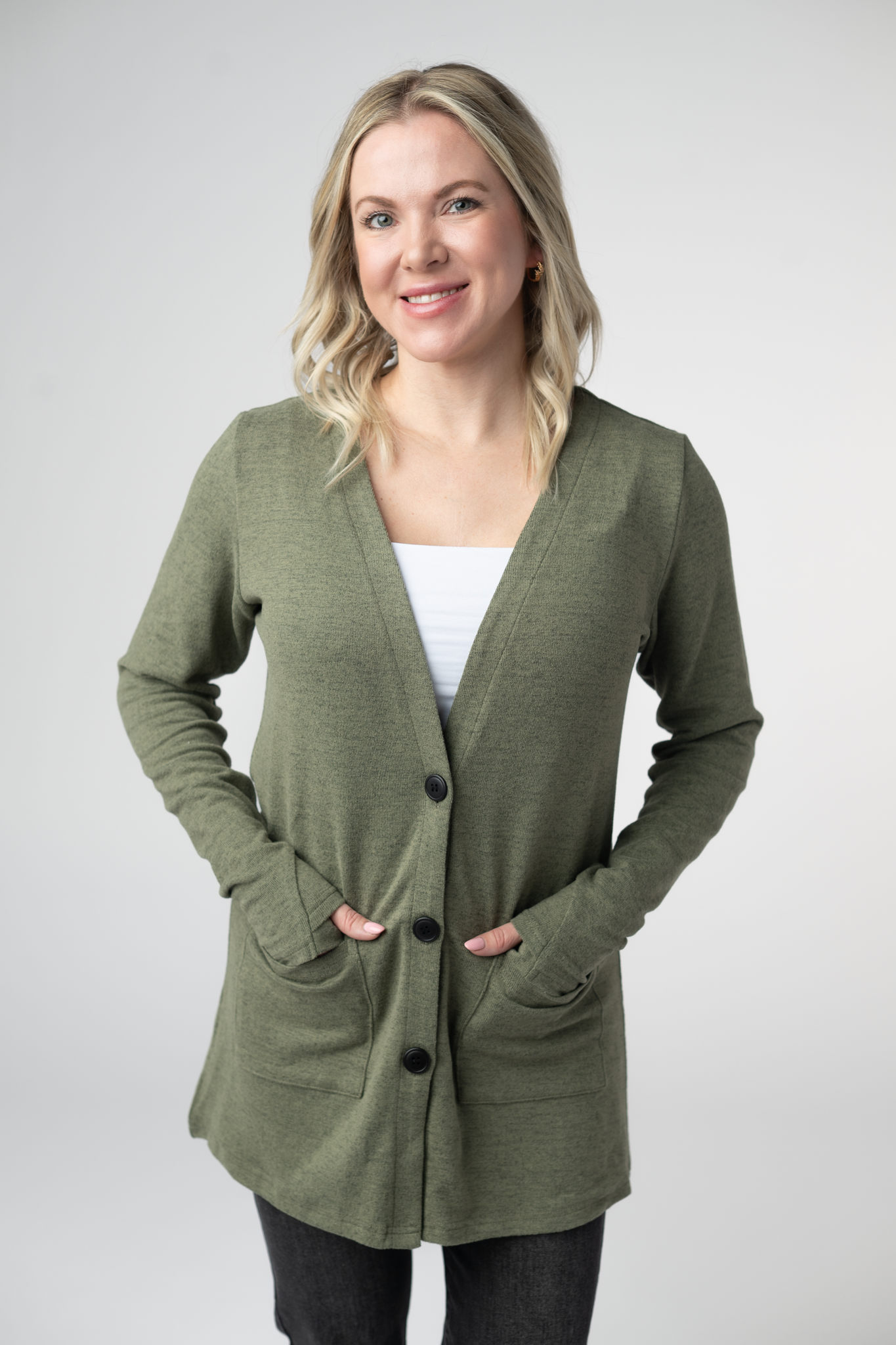 Cori Cardigan - Heathered Olive