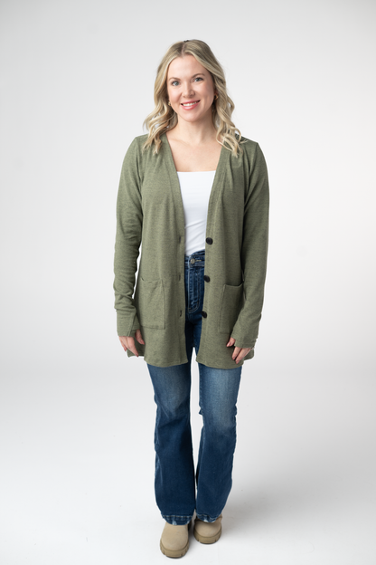 Cori Cardigan - Heathered Olive
