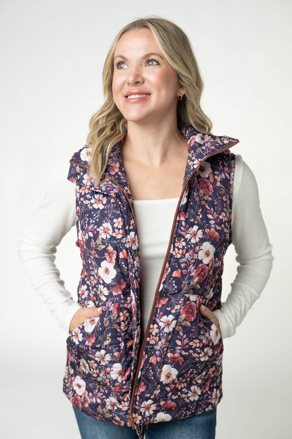 Remy Zip Up Vest - Blushwood Floral