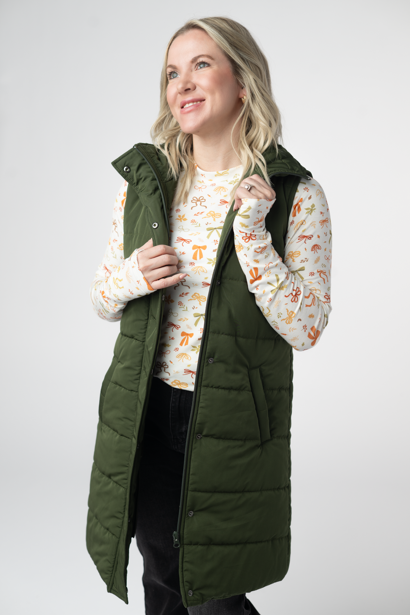Harlow Long Vest - Dark Olive