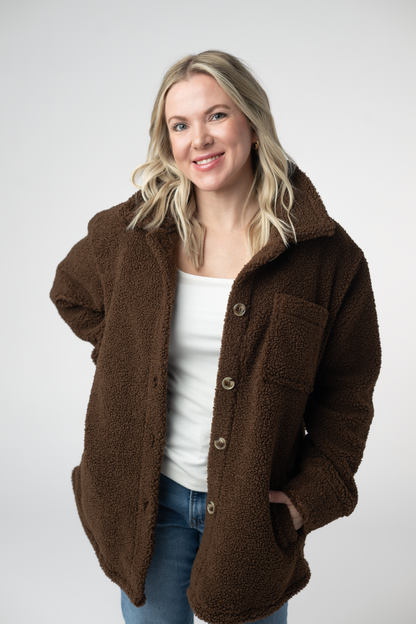 Teddy Oversized Shacket - Brown
