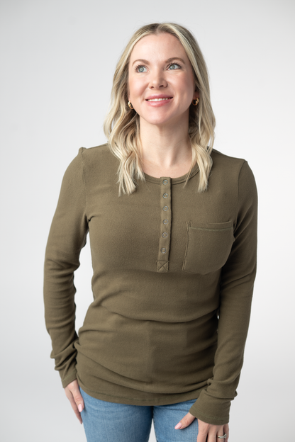 Georgia Long Sleeve Top - Olive