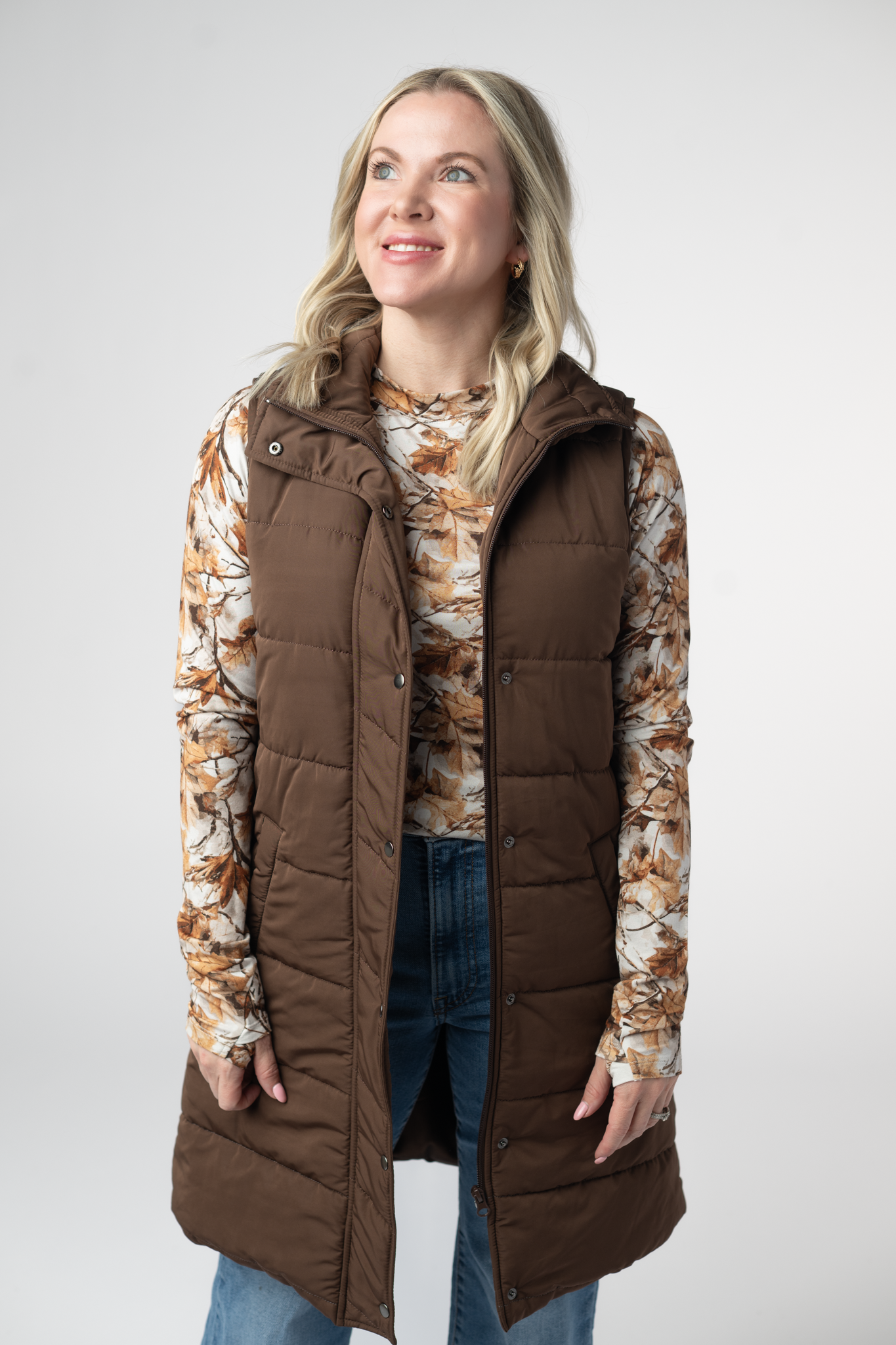 Harlow Long Vest - Brown