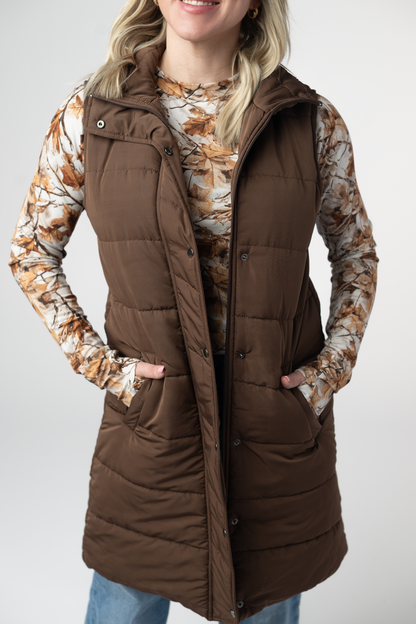 Harlow Long Vest - Brown