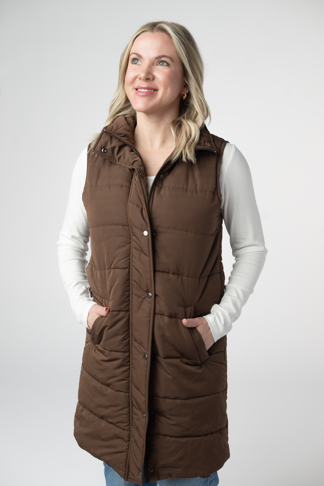 Harlow Long Vest - Brown
