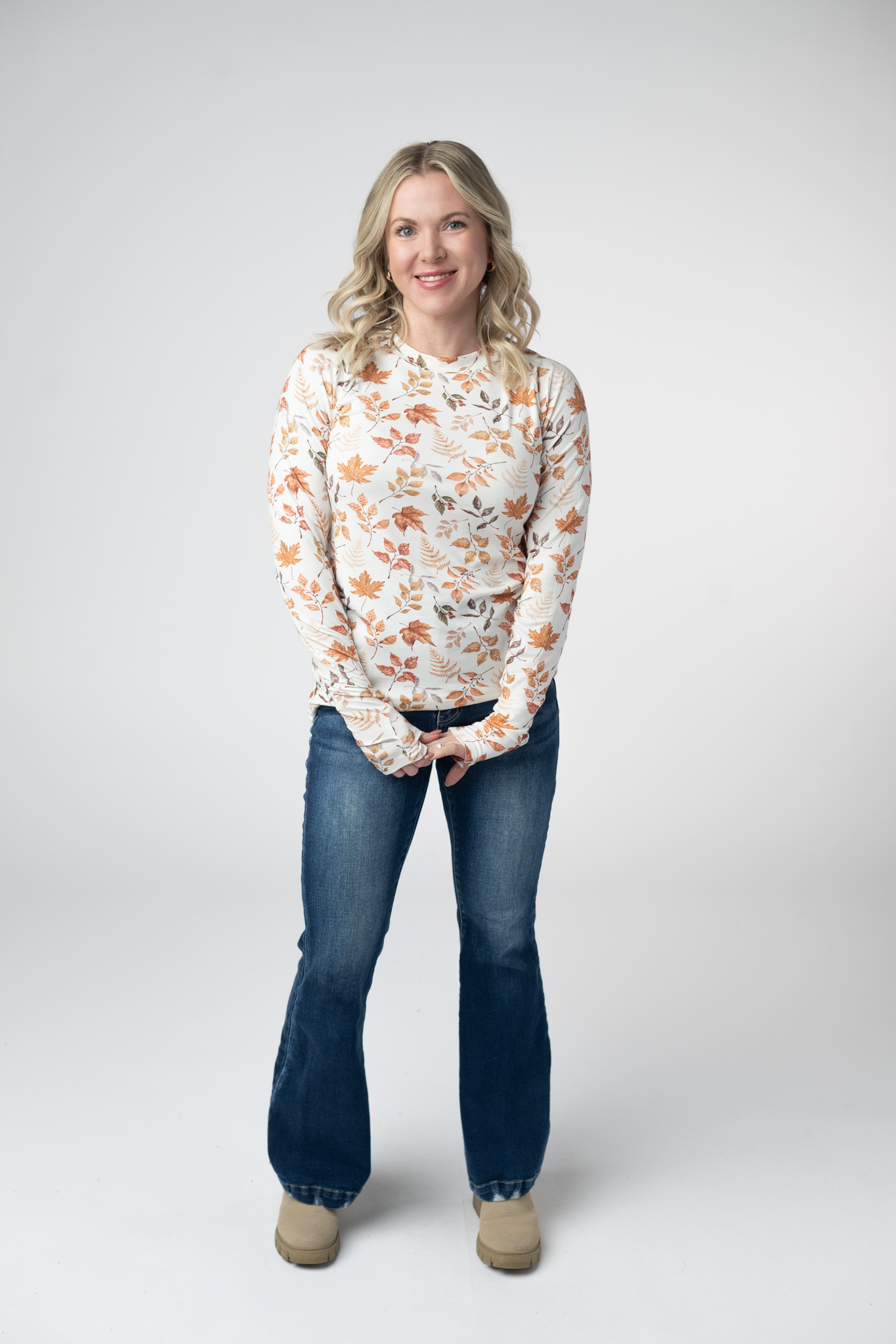 Blair Long Sleeve Top - Harvest Leaves