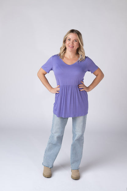 Sarah Ruffle Short Sleeve - Periwinkle Purple