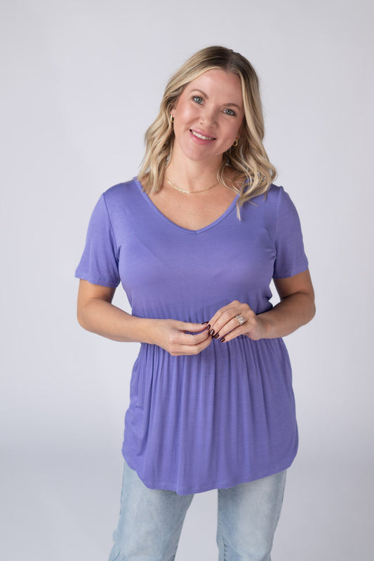 Sarah Ruffle Short Sleeve - Periwinkle Purple