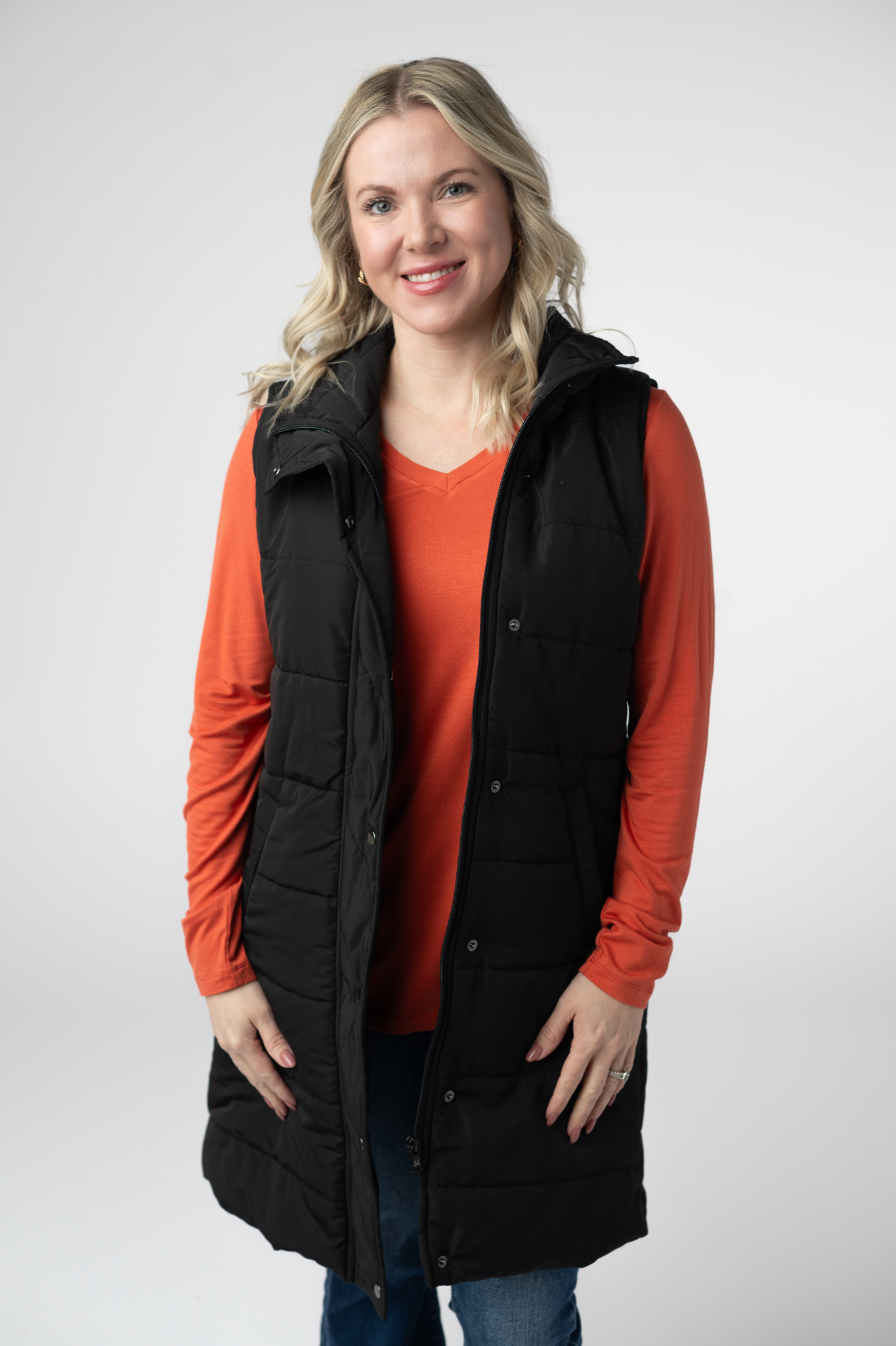 Harlow Long Vest - Black