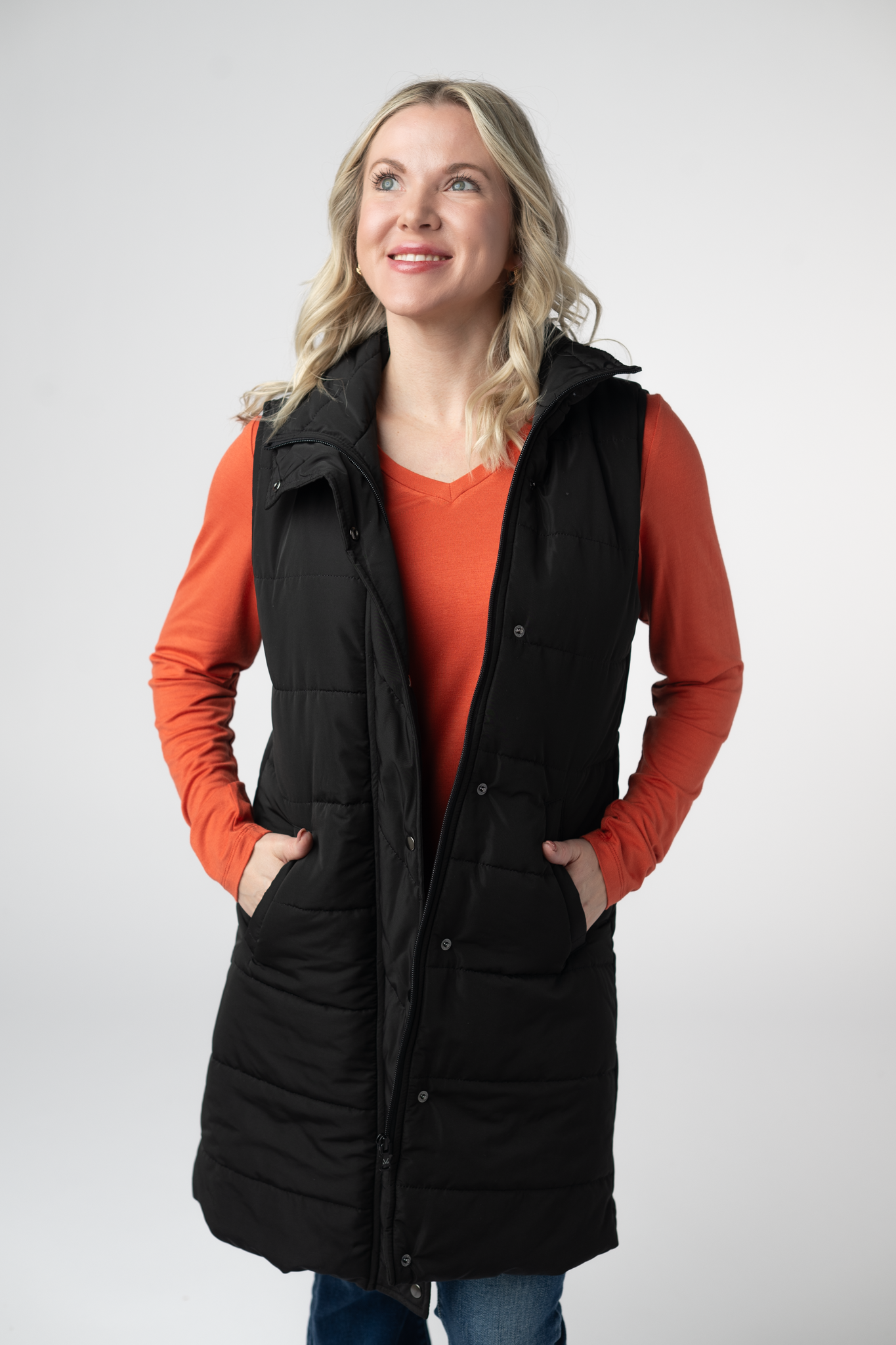 Harlow Long Vest - Black
