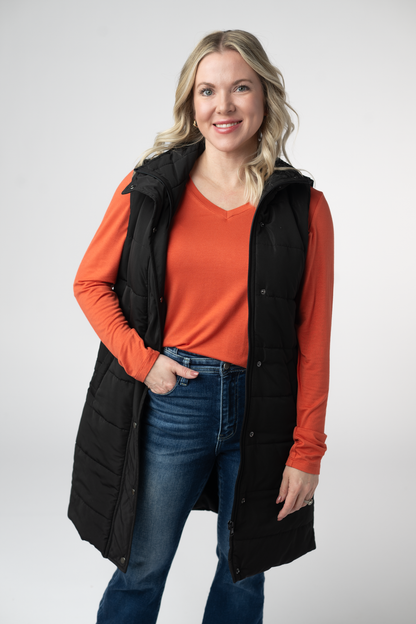 Harlow Long Vest - Black